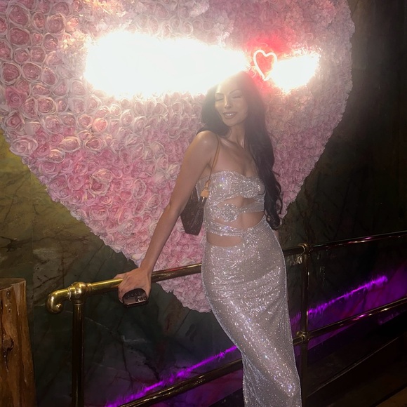 Meshki Glittering Cream Maxi Dress - Picture 2 of 2